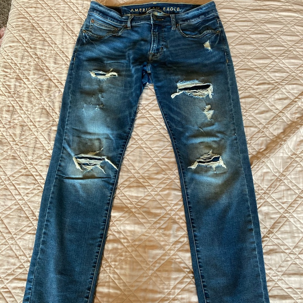 American Eagle next level flex distressed skinny jeans